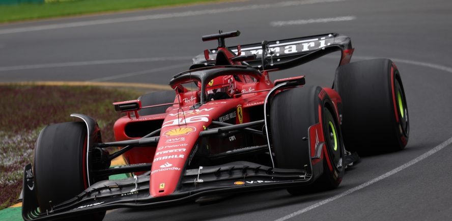 Ferrari Formula 1 driver Charles Leclerc drivers for Ferrari at the Albert Park Street Circuit during the 2023 Formula 1 Australian Grand Prix